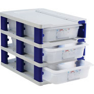 Tower Deep Food Trays, Size: GN 1/1. 3 deep food trays.