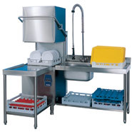 Pass-Through Dishwasher, Capacity: 1080 plates per hour (hot fill) or 1320 glasses per hour (hot