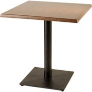 Dark Wood Table - Black Base, 700mm square.