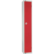 Single Door Locker, Red colour door. 300mm deep. Cam lock.