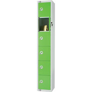 Six Door Locker, Green colour door. 450mm deep. Cam lock.