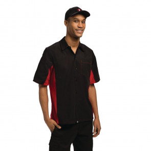 Colour By Chef Works Unisex Contrast Shirt Black and Red 2XL
