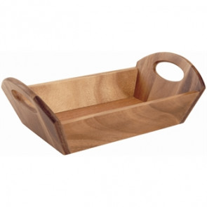 Acacia Wood Bread Basket with Handles