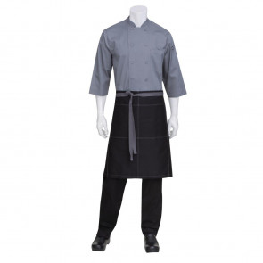 Chef Works Wide Half Bistro Apron with Grey Contrast Ties