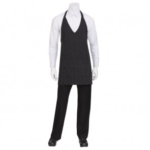 Uniform Works Unisex Tuxedo Bib Apron Black and White Pinstripe