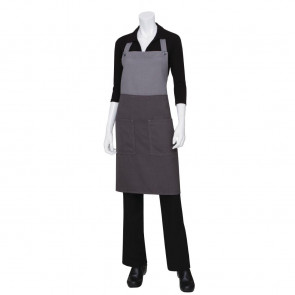 Chef Works Urban Soho Bib Apron with Contrast Block Charcoal Grey