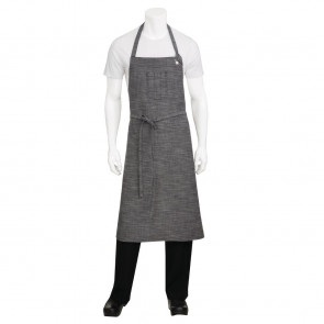 Chef Works Urban Corvallis Crosshatch Wide Bib Apron Black and Steel Grey