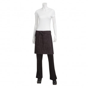 Chef Works Urban Corvallis Crosshatch Half Bistro Apron Black and Burgundy