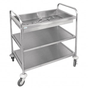 Vogue Stainless Steel 3 Tier Deep Tray Clearing Trolley