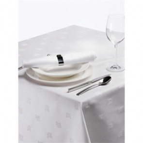 Damask Ivy Leaf White Tablecloth