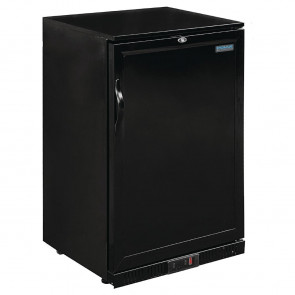 Polar Back Bar Cooler with Hinged Solid Door in Black 138Ltr