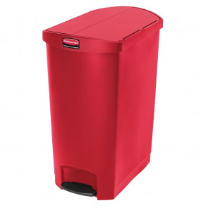 Rubbermaid Slim Jim End Step on Pedal Bin Red 90Ltr