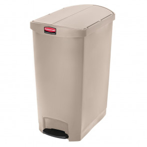 Rubbermaid Slim Jim End Step on Pedal Bin Beige 90Ltr