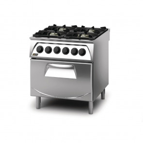 Q90 4 Burner Open Burner Range with Electric 2/1GN Oven Natural Gas Q4CFGEA