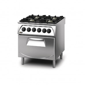 Q90 4 Burner Open Burner Range with Electric 2/1GN Oven LPG Gas Q4CFGEC