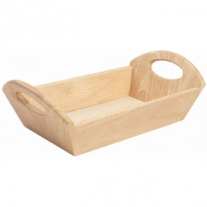 Hevea Wood Bread Basket with Handles