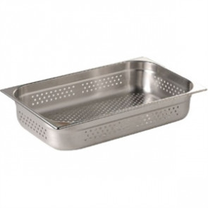 Vogue Stainless Steel Perforated 1/1 Gastronorm Pan 150mm