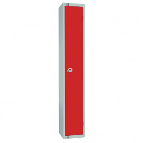 Elite Single Door Camlock Locker with Sloping Top Red