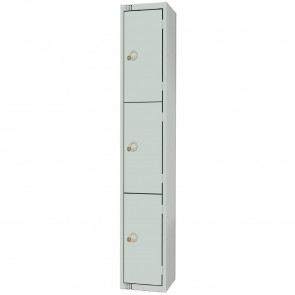 Elite Three Door Padlock Locker Grey with Sloping Top Grey