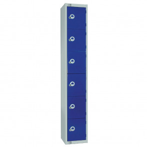 Elite Six Door Padlock Locker with Sloping Top Blue