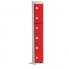 Elite Six Door Camlock Locker with Sloping Top Red